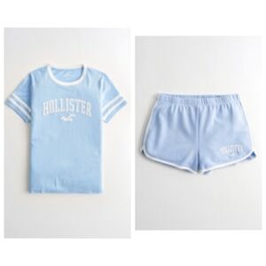 Hollister Sky Blue Tee and Shorts Set S